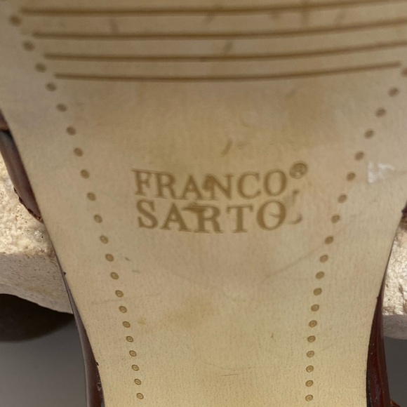 Franco Sarto Viper Brown Leather Platform Slingback Ultra High Heels Sz 10 - Picture 14 of 15